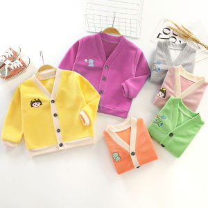 Baby Boy Knitted Thin Autumn Jacket One Year Old Toddler Cotton Blend Fabric V-Neck Long Sleeve Anti-Wrinkle Machine Washable