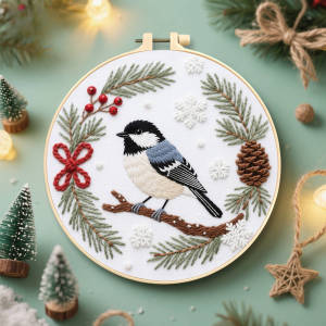 1Pc Embroidery Kit Bird Hummingbird Animal Cross Stitch Set Winter Tree DIY Artwork Sewing Supplies Christmas Decorations Gift