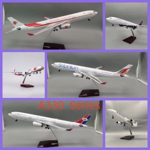 47CM Scale Table Decorations A330 Series Model Aircraft With Wheel Die-casting LED Light(Touch or Sound Control) for Collection