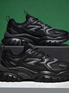 Reshaped Ugly Dad Sneakers Mens New Style Spring Autumn Black Mesh Shock Absorption Breathable Sports Casual Running Shoes