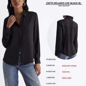 Kemeja Wanita Murah Lengan Panjang 74 Relaxed Chf Black Bl