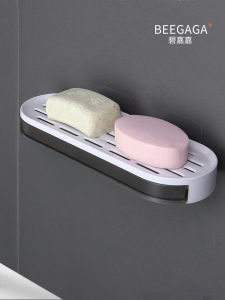 Bathroom Wall-Mounted Soap Dish Drainage No-Punching Bathroom Creative Double Layer Home Use Soap Box ABS Resin Waterproof