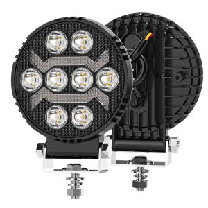 4 inch Black Knigh Round DRL Day Running Lights Modified LED Work Lights Off-Road Vehicle Spotlights ATV SUV 4X4 Headlights Flas