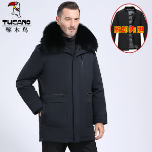 Woodpecker Middle-Aged and Elderly down Jacket Men Thick Mid-Length Middle-Aged Father Parker Old Man New Winter Coat