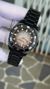 Đồng hồ nam size 42mm G-kinze 7035M mặt số hoa văn sang trọng full black kính sapphire fullbox hãng