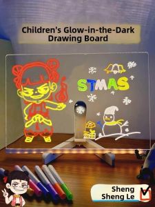 MONLEYTA | Glowing Transparent Acrylic Chalkboard Childrens Toy Paint Board Erasable Home Drawing Board Childrens Day Gift For Kids