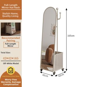 Integrated Hat Rack & Dirty Laundry Basket Full Length Mirror