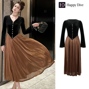 ZYHT Eravogue Womens Dresses Pink Dresses Curry Dresses Velvet Dresses Formal Occasion Dresses Party Dresses Work Dresses Birthday Party Dresses Elegant Dresses 21563