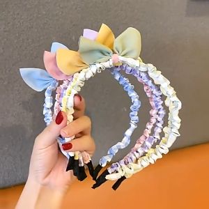 Bando Scrunchie Korea Perempuan Dewasa Pita Motif Kotak Kotak Aksesoris Rambut Bandana Kerut AK208