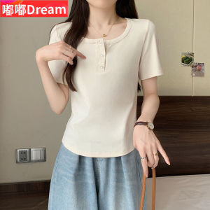 เสื้อยืดคอกลมแขนสั้นผ้าฝ้ายแท้ไซส์ใหญ่ แฟชั่นฤดูร้อน เสื้อผ้าทำงาน ทรงเข้ารูป แขนปกติ ทรงหลวม ปกติ