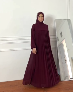 ANFAF - Nadia Dress Lamaran Kondangan Simpel Dress Lebaran Polos Gaun Pesta Gamis Lebaran Dewasa 2025