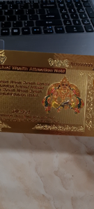 Mahalakshmi Kubera 24K Gold Foil Note | Wealth Attraction Shri Yantra Mantra | Prosperity Success & Good Luck Gift
