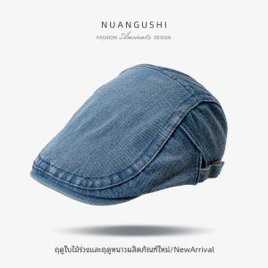 หมวกเบเรตตาข่ายยีนส์สำหรับผู้ชายและผู้หญิง หมวกเบเรตตาข่ายย้อนยุคสไตล์อเมริกัน หมวกเบเรตตาข่ายแบบใหม่ที่สวมใส่ได้ตลอดทั้งปี