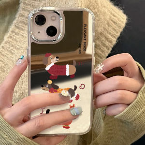 Mirror Surface New Year Hat Dog iPhone Case by Yushi Suitable for Apple 15Promax 14 13 12 11 Xsmax Korean Style High End 78