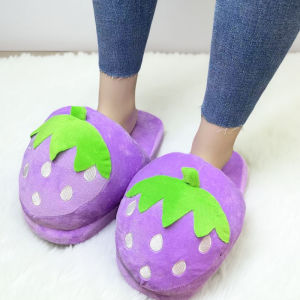 Dép Nữ Dễ Thương Hình Dâu Tây Dép Cotton Cao Cấp Ấm Áp Chống Trượt Dép Đế Dày Thường Ngày Cho Phụ Nữ Sau Sinh