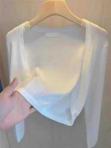 Thin Ice Silk Knitted Cardigan Womens Summer Sleeveless V-Neck Short Outerwear Resin Dyeing Process Fashionable Commute Style