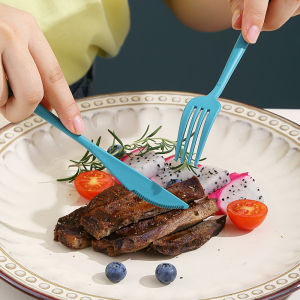 Portable Cutlery Set With Fork Spoon Knife Box Chopsticks Wheat Straw Cutlery Picnic Cutlery 4-Piece Travel Cutlery