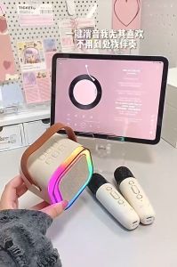 K12 ลำโพงบลูทูธไมโครโฟน RGB Light KTV มินิคาราโอเกะ พร้อม Blutooth Karaoke Speaker คุณพลาสติก