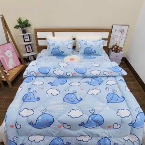 🔥TRỌN BỘ DRAP & CHĂN PHAO 5 MÓN MẪU MỚI - SET COTTON POLY ĐỦ SIZE🔥 - CÓ BÁN LẺ 1 CHĂN CÙNG MẪU - [DƯA HẤU HỒNG]