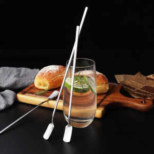 Thìa Pha Cà Phê Bằng Thép Không Gỉ Tay Cầm Dài Đầu Vuông Sáng Tạo Thìa Đá Thìa Mật Ong Thìa Pha Chế Dài Thìa Pha Cà Phê