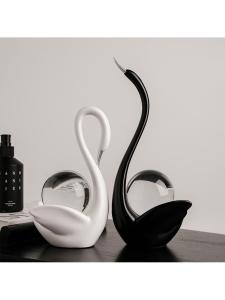 FENGHONGTAO | Modern Couples Swan Crystal Ball Decorative Figurine