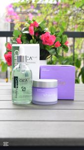Combo Dưỡng Trắng Cả Ngày Serum Rau Má Centella Và Kem Dưỡng Trắng White Lie Tặng 50g Mặt Nạ Dẻo