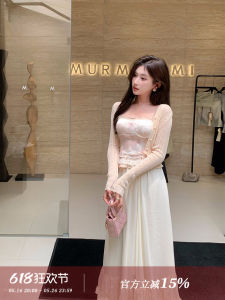 White Ice Silk Knitted Sun Protection Cardigan Womens Short Slim Shoulder Wrap with Halter Dress Air Conditioner Shirt