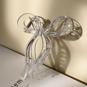 AWAYTR Ponytail Bow Large Hair Claw Crab Hair Accessories for Women Solid Acrylic Bowknot Hair Clips Hairpins Girls Barrettes