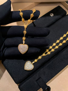 CAFFTI | Golden Full Diamond Heart Pendant Necklace