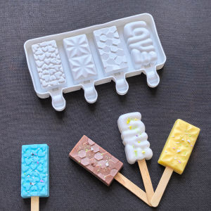 1 Hình Trái Tim Pha Lê Khuôn Silicon 4 Phòng Popsicle Khay Đựng Kem Cho DIY Mùa Hè Trị Máy Làm Kem Dụng Cụ