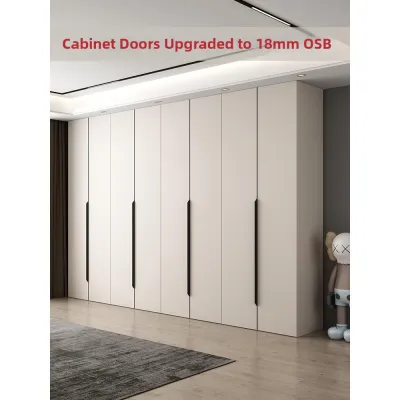 Full Door Design Oak Board Large Wardrobe
