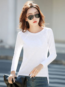 Slim Fit Pure Cotton Long Sleeve round Neck Base Shirt Womens T-Shirt Casual Style Autumn New Arrival Age Defying Top