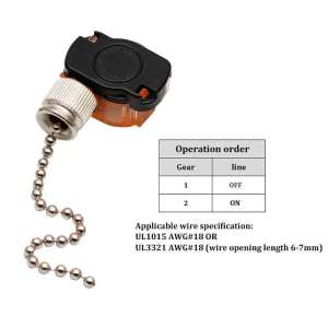 E87438 303 ON OFF 2 Position 3A 250VAC 6A 125VAC Ceiling Fan Light Pull Chain Switch
