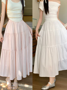 SHIMANQING | Large Size White Chiffon Thin Summer A-Line Mid-Length Skirt