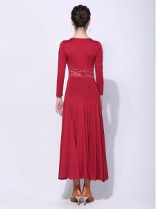 Modern Ballroom Dance National Standard Dance Waltz Long Sleeved Tango Performance Large Swing Dance Dress