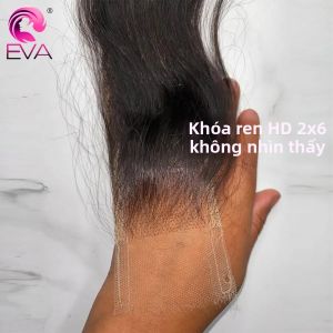 Tóc Eva 2x6 HD Lace Closure Màu Đen Tự Nhiên Không Lộ Mối Nối Đã Tỉa Sẵn Dài 6 Inch Mái Chia Giữa Tóc Thẳng Mượt Tóc Người Brazil Remy