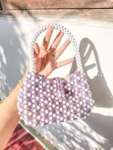 VAIZA - [ Lisa Beaded Shoulder Bag ] Tas Bahu Jinjing Manik Kristal Lilac Kondangan