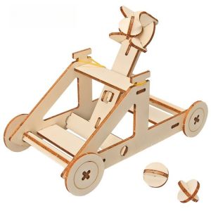 DIY Assembly Wooden Trebuchet Catapult Vehicle Model Kits Children Kids Scientific Experiment Small Physical Invention Toy Gift
