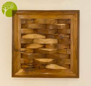 Hiasan dinding kayu jati rounded size 40x40