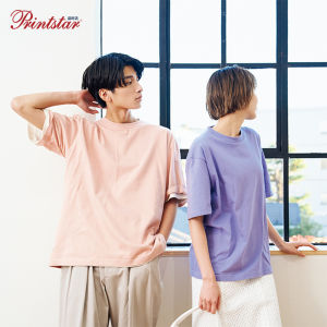 Printstar | Summer Loose Short Sleeve 100% Cotton Dropping Shoulder Fashionable Oversized Couples Wear