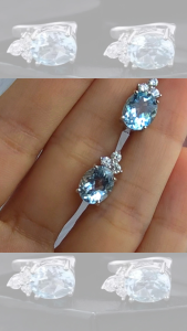 EMPRESS - Natural Sky Blue Topaz Gemstone Earrings in 925 Sterling Silver