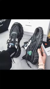 Angelie รองเท้าผ้าใบผู้ชาย รองเท้าผ้าใบ แฟชั่น มีความสูงเผิ่มขื้น 2สี(ส้ม ดำ)B051