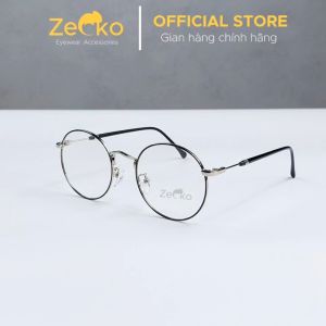 Gọng kính nam nữ tròn Zecko EGC22 gọng kim loại tròng đổi màu chống ánh sáng xanh tia UV