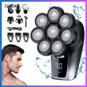 JINGKE 8D มัลติฟังก์ชั่มีดโกนหนวดไฟฟ้า LED แสดงผล Trimmer เครื่องโกนหนวดพลังงานสูงสำหรับผู้ชาย