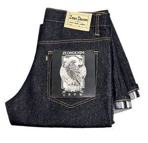 ZEON DENIM 14OZ ART CROW - CELANA DENIM SELVDEGE ACCENT BLACK INDIGO