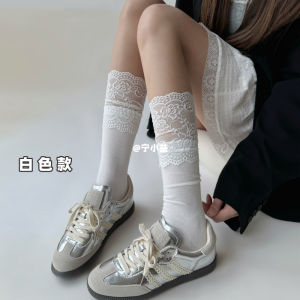 Ningxiaoyi Lace Big Lace Socks Womens Spring Ballet Style Tube Socks Japanese Style Loose Socks Lace Lace Cotton Socks