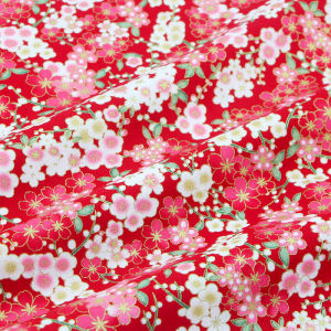 Cotton Linen Red Fabric Gold Printing Traditional Chinese Style New Year Wedding Celebration Material Handmade DIY Supplies