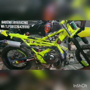 KNALPOT UDANG TRAIL SUZUKI SATRIA 2 TAK HIU LUMBA PNP RANGKA KTM ORI KLX CRF FULL SISTEM PLAT CROME ORIGINAL BY Babeng Jaya Racing
