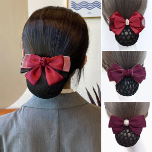 Red Hairnet for Women Bank Postal Nurse Style Hair Accessories Business OL Headwear Hairnet Hairband Hairpin Hair Accessories