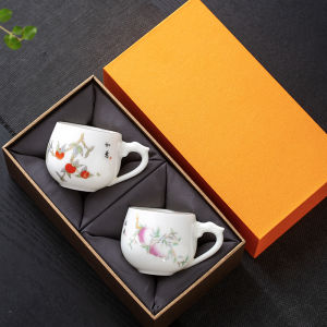 ชานมเซรามิกหยกแกะขนาดใหญ่พร้อมที่จับ ชานมสีเหลืองเพชร ชานมสีเขียวมะกอก ชานมสีแดง ชานมสีน้ำเงิน ชานมสีชมพู ชานมสีขาว